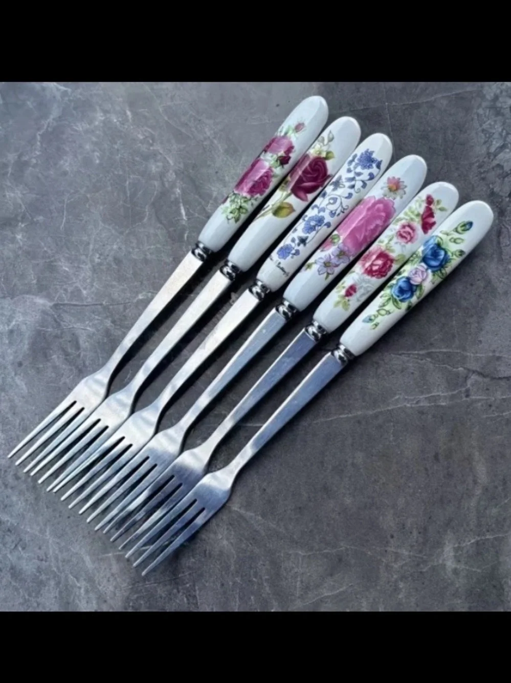 12 Piece Floral dessert spoons and pastry forks Flatware Set. NEW!!